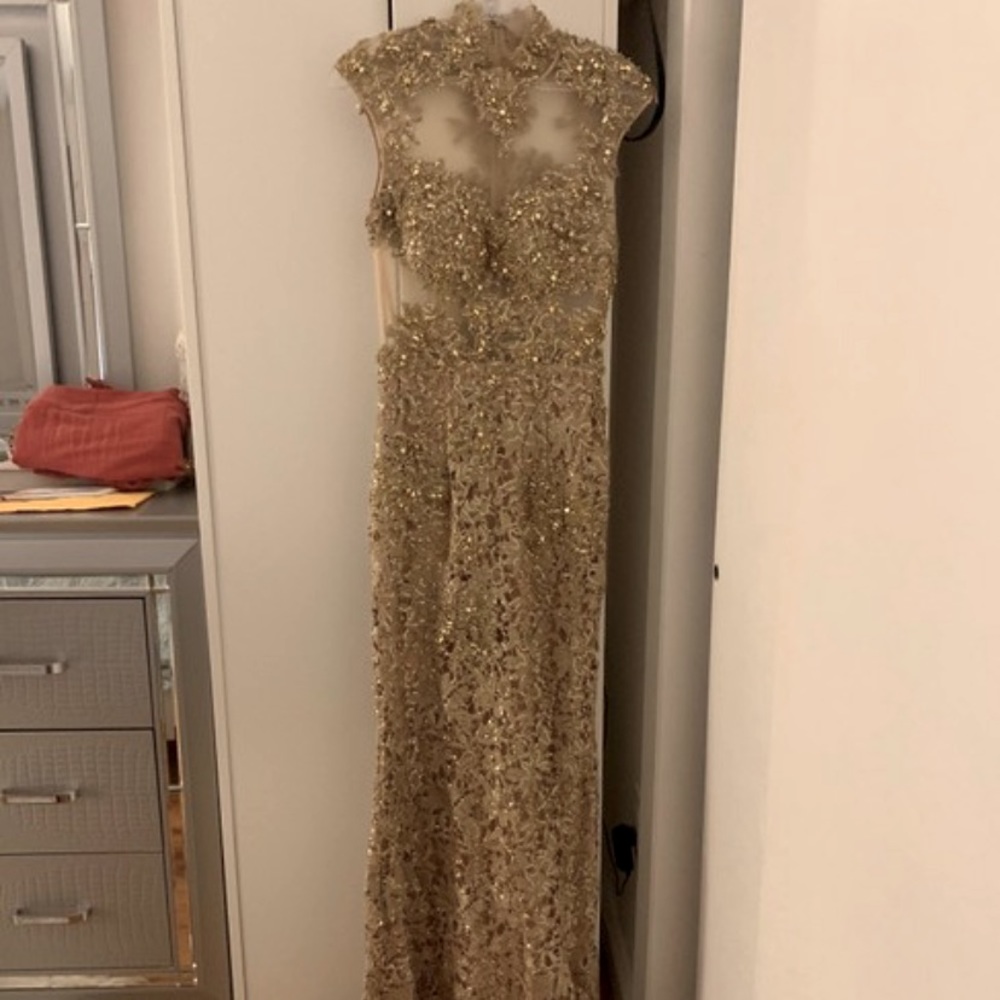 Gold long Jovani formal dress